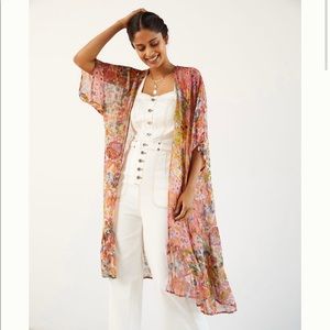 Anthropologie Floral Shimmer Kimono- Pink/Rose. New with tags!